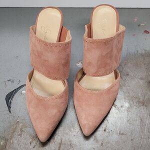 42 Gold Womens Figaro Mule Shoes Mauve/Pink Leather Cut Out Studded SZ 10